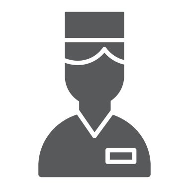 Vale hizmeti glif simgesi, otel ve hizmeti, Konsiyerj işareti, vektör grafikleri, beyaz zemin üzerinde sağlam bir desen.