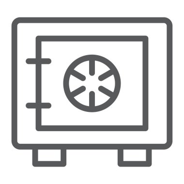 Kasa satırı simgesi, güvenlik ve para, banka güvenli işareti, vektör grafik, bir doğrusal model beyaz bir arka plan üzerinde.