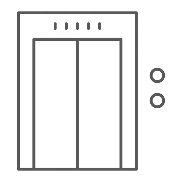 Elevator thin line icon, hotel und level, lift sign, vektorgrafik, ein lineares Muster auf weißem Hintergrund. — Stockvektor