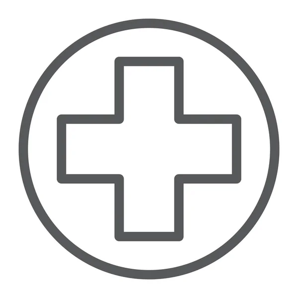 Icône de ligne de point médical, médecine et hôpital, signe de point d'aide, graphiques vectoriels, un motif linéaire sur un fond blanc . — Image vectorielle