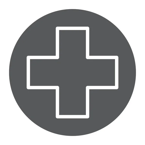 Icône de glyphe de point médical, médecine et hôpital, signe de point d'aide, graphiques vectoriels, un motif solide sur un fond blanc . — Image vectorielle