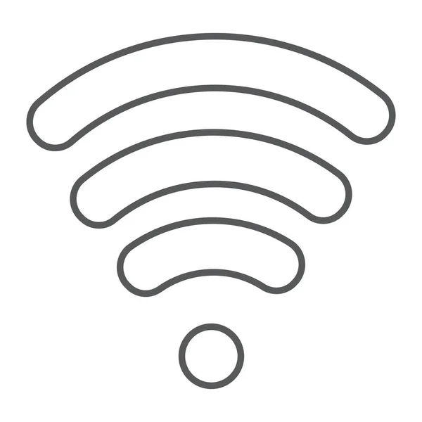 Wi-fi 細い線アイコン、無線・通信、インターネット署名のベクトル グラフィックス、白い背景の上の線形パターン. — ストックベクタ