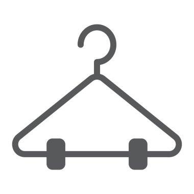 Askı glif simgesi, dolap ve dolap, raf işareti, vektör grafikleri, beyaz zemin üzerinde sağlam bir desen.