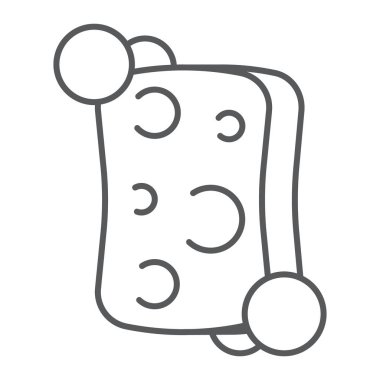 Sünger ince çizgi simgesi, temiz ve yıkama, bez işareti, vektör grafikleri, Doğrusal model beyaz bir arka plan üzerinde.