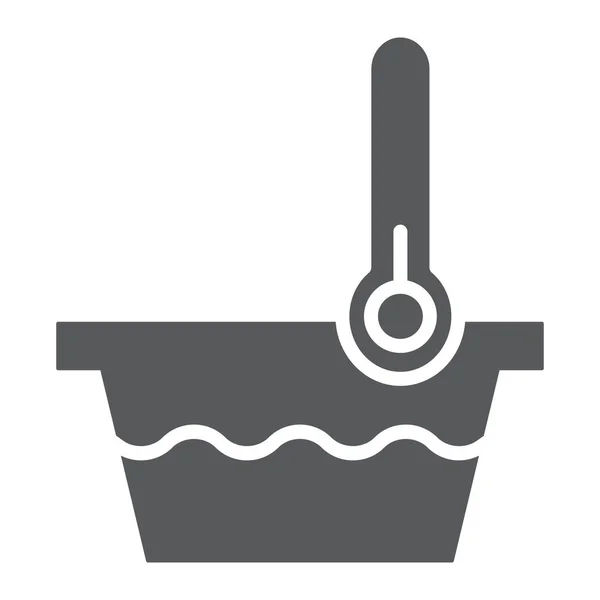 Icono de glifo de baja temperatura, indicador y lavado, termómetro y signo de lavabo, gráficos vectoriales, un patrón sólido sobre un fondo blanco . — Vector de stock