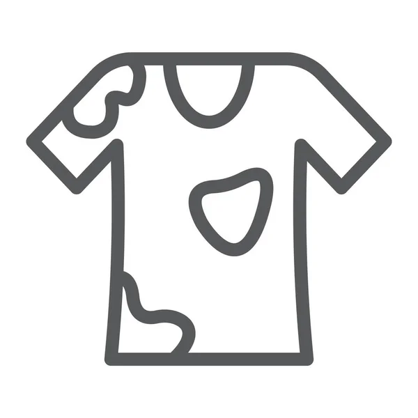 Ícone de linha de remoção de manchas, lavanderia e sujeira, sinal de t-shirt, gráficos vetoriais, um padrão linear em um fundo branco . —  Vetores de Stock