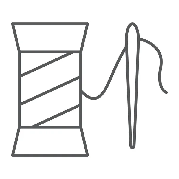 Ремонт одежды иконка тонкой линии, шитье и обслуживание, катушка со знаком иглы, векторная графика, линейный узор на белом фоне . — стоковый вектор