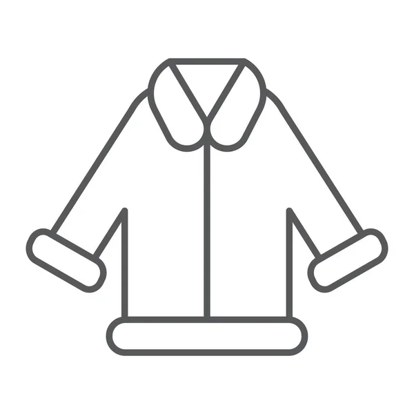 Bundák tisztító vékony vonal ikon, mosoda és szolgáltatás, kabát jel, vektorgrafikus, lineáris szerkezet egy fehér háttér. — Stock Vector