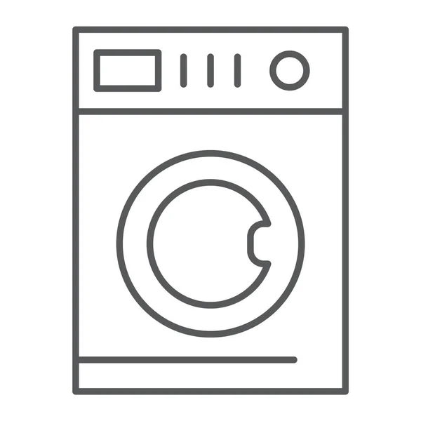 Icône de ligne mince de lavage de voiture, blanchisserie et propre, signe de machine à laver, graphiques vectoriels, un motif linéaire sur un fond blanc . — Image vectorielle