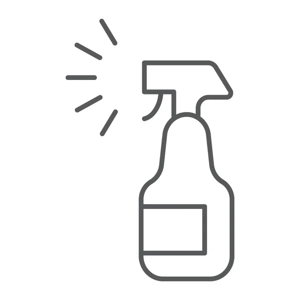 Pulverizador ícone linha fina, aerossol e limpo, sinal de garrafa, gráficos vetoriais, um padrão linear em um fundo branco . — Vetor de Stock
