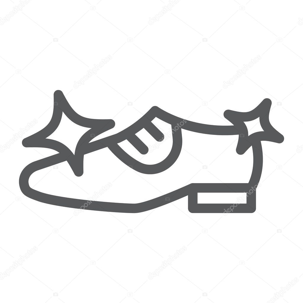 Shoe cleaning line icon, clean and shoes, shining footwear sign, vector graphics, a linear pattern on a white background, eps 10.