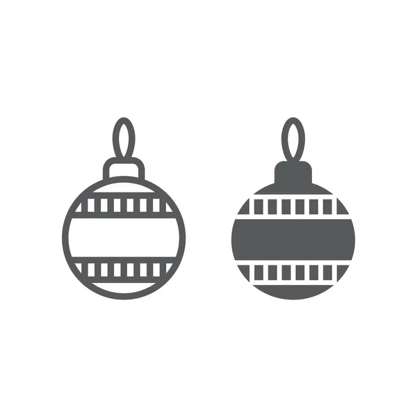 Weihnachtsbaumkugellinie und Glyphen-Symbol, Weihnachten und Dekoration, Christbaumkugelzeichen, Vektorgrafik, ein lineares Muster auf weißem Hintergrund, Folge 10. — Stockvektor