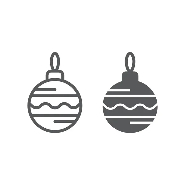 Χριστουγεννιάτικο δέντρο μπάλα γραμμή και glyph εικονίδιο, Χριστούγεννα και διακόσμηση, σημάδι μπιχλιμπίδι, διανυσματικά γραφικά, ένα γραμμικό σε λευκό φόντο, eps 10. — Διανυσματικό Αρχείο