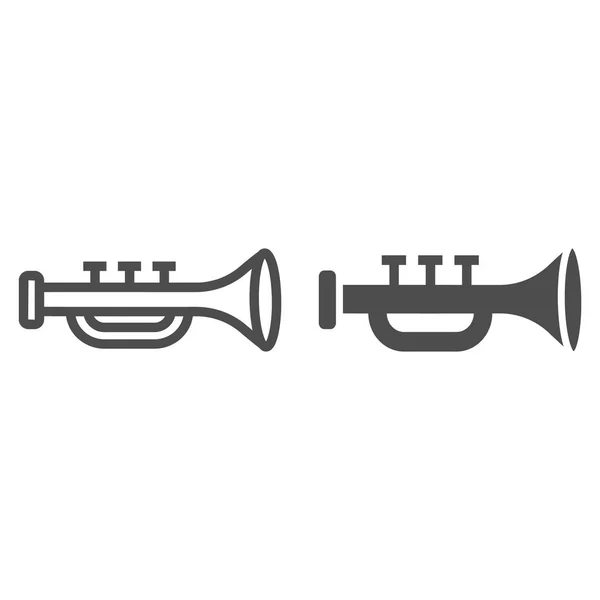 Trompet lijn en glyph pictogram, muzikale en instrument, bugle teken, vector graphics, een lineair patroon op een witte achtergrond. — Stockvector