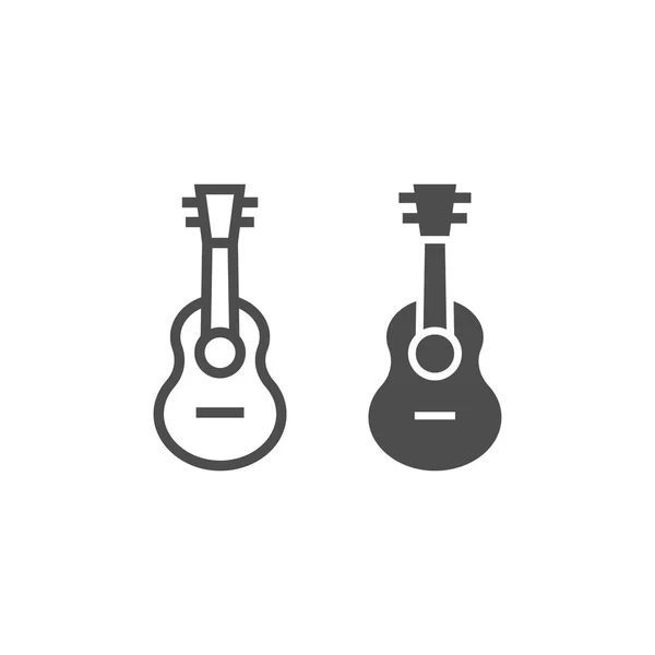 Линия и иконка, музыка и струна, гитарный знак, векторная графика, узор на белом фоне . — стоковый вектор