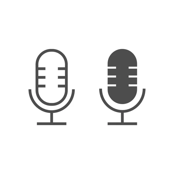 Mikrofonleitung und Glyphen-Symbol, Musik und Audio, Plattenzeichen, Vektorgrafik, ein lineares Muster auf weißem Hintergrund. — Stockvektor