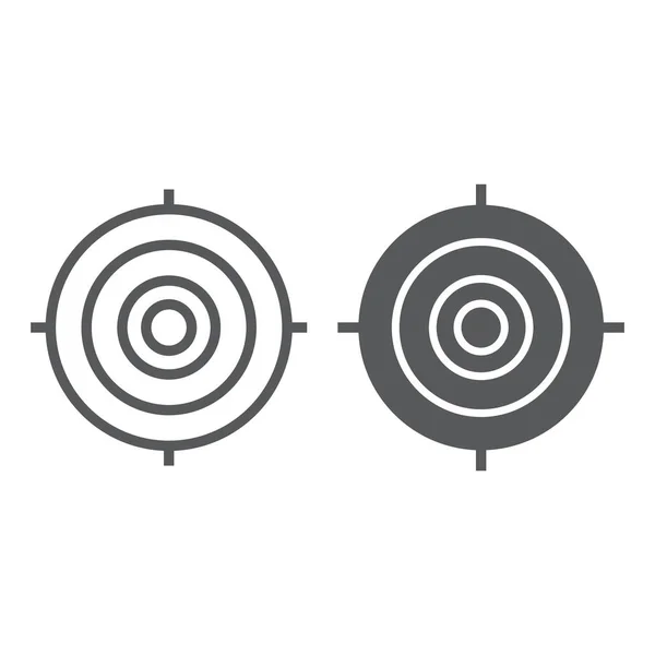 Línea de meta e icono de glifo, enfoque y objetivo, signo de objetivo, gráficos vectoriales, un patrón lineal sobre un fondo blanco . — Vector de stock