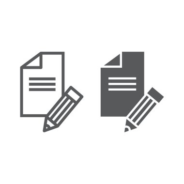 Copywriting satır ve karakter simgesi, blog ve içerik, yazar işareti, vektör grafikleri, Doğrusal model beyaz bir arka planda eps 10.