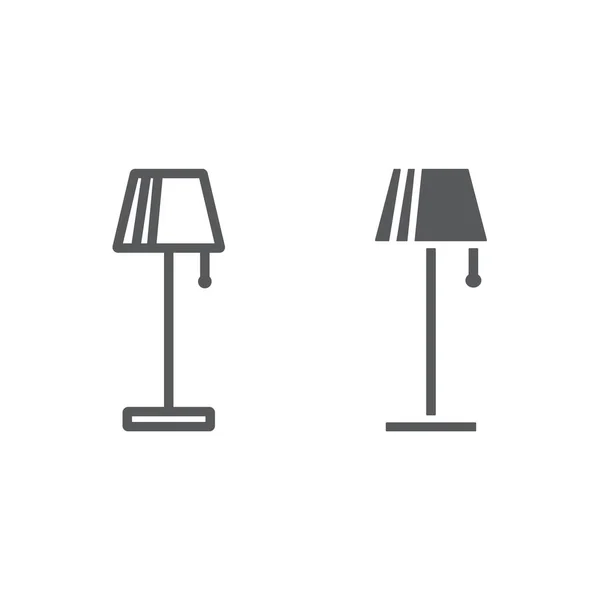 Ligne de lampadaire et icône de glyphe, mobilier et maison, signe lumineux, graphiques vectoriels, un motif linéaire sur un fond blanc . — Image vectorielle