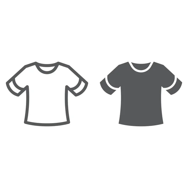 Línea de camiseta e icono de glifo, ropa y moda, signo de camisa, gráficos vectoriales, un patrón lineal sobre un fondo blanco . — Archivo Imágenes Vectoriales