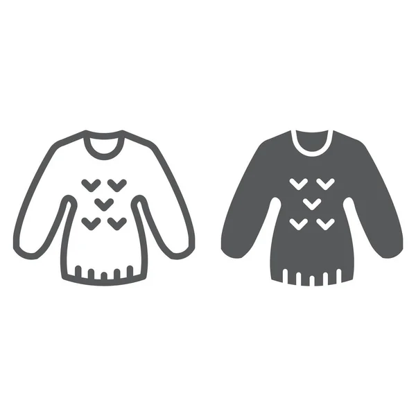 Ligne de pull et icône de glyphe, vêtements et pull, signe de pull, graphiques vectoriels, un motif linéaire sur un fond blanc . — Image vectorielle