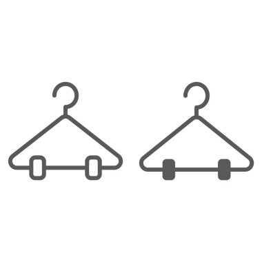 Askı satır ve karakter simgesi, dolap ve dolap, raf işareti, vektör grafikleri, Doğrusal model beyaz bir arka plan üzerinde.