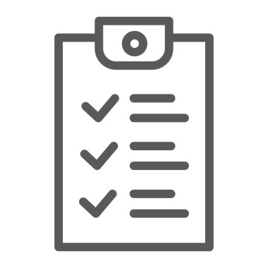 Checklist line icon, document and form, report sign, vector graphics, a linear pattern on a white background.