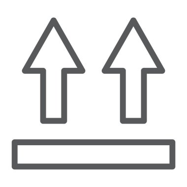 Satırı simgesi, ambalaj ve etiket, tabela, vektör grafikleri, Doğrusal model beyaz bir arka plan üzerinde oklar yan bu yan.