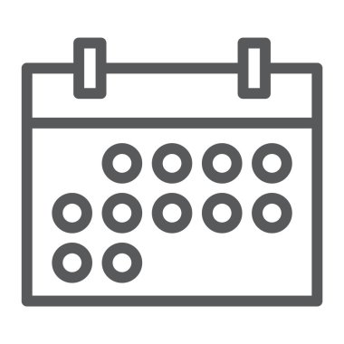 Takvim satırı simgesi, tarih ve saat, uyarı mektubu işareti, vektör grafikleri, Doğrusal model beyaz bir arka plan üzerinde.