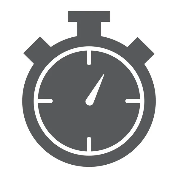 Kronometre glif simgesi, zaman ve ölçü, Zamanlayıcı işareti, vektör grafikleri, beyaz zemin üzerinde sağlam bir desen. — Stok Vektör
