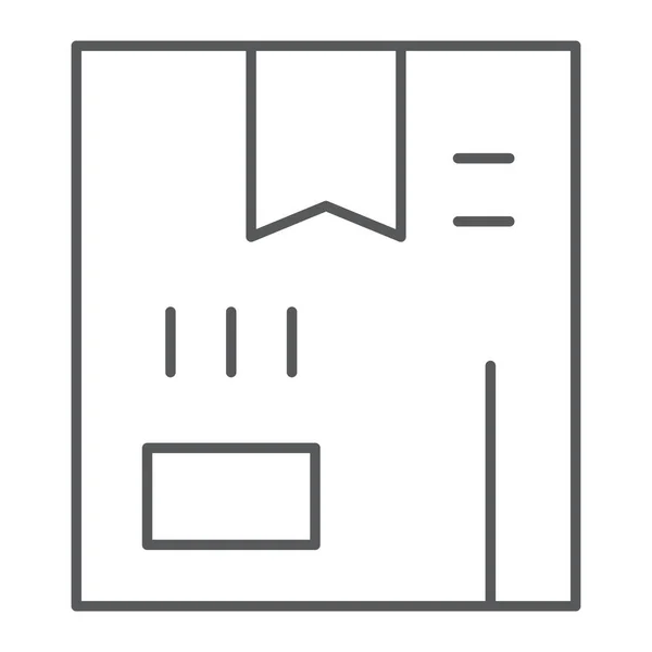 Box Thin Line Icon, Paket und Paket, Pappschild, Vektorgrafik, ein lineares Muster auf weißem Hintergrund. — Stockvektor