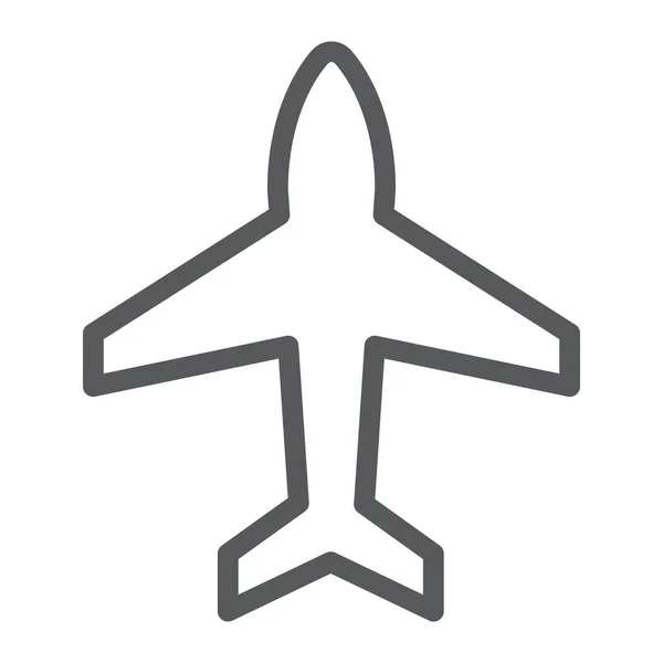 Liniensymbol, Flugzeug und Jet, Flugzeugschild, Vektorgrafik, ein lineares Muster auf weißem Hintergrund. — Stockvektor