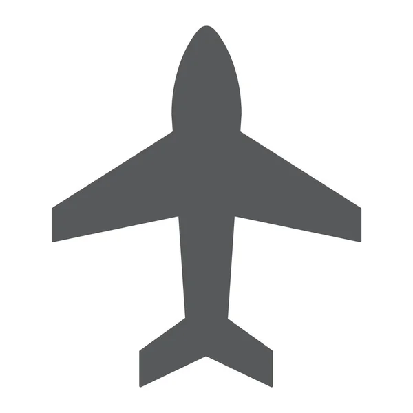 Flugzeug-Glyphen-Symbol, Flugzeug und Jet, Flugzeugschild, Vektorgrafik, ein durchgehendes Muster auf weißem Hintergrund. — Stockvektor