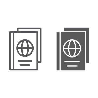 Pasaport satır ve karakter simgesi, belge ve seyahat, kimlik işareti, vektör grafikleri, doğrusal bir desen