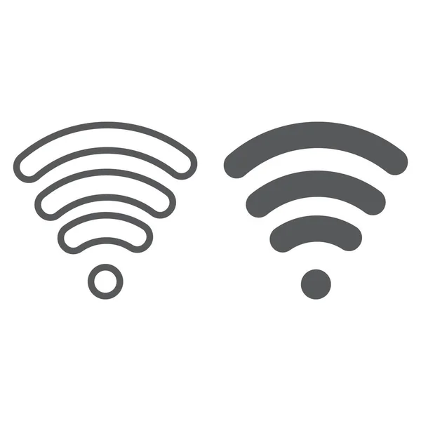 Wi-fi hattı ve glif simgesi, kablosuz ve iletişim, internet işareti, vektör grafikleri, doğrusal bir desen — Stok Vektör