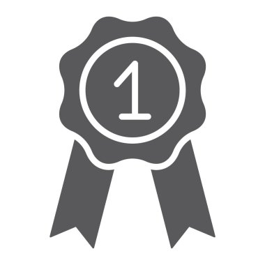 En iyi teklif glif simgesi, promosyon ve reklam, rozet işareti, vektör grafikleri, beyaz zemin üzerinde sağlam bir desen.