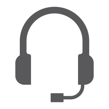 Glif simgesi, yardım hattı ve operatör, kulaklık işareti, vektör grafikleri, sağlam bir desen beyaz bir arka plan üzerinde destek.