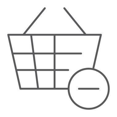 Çıkarmak--dan kova ince çizgi simgesi, alışveriş ve ticaret, sepet işareti, vektör grafikleri, Doğrusal model beyaz bir arka plan üzerinde.
