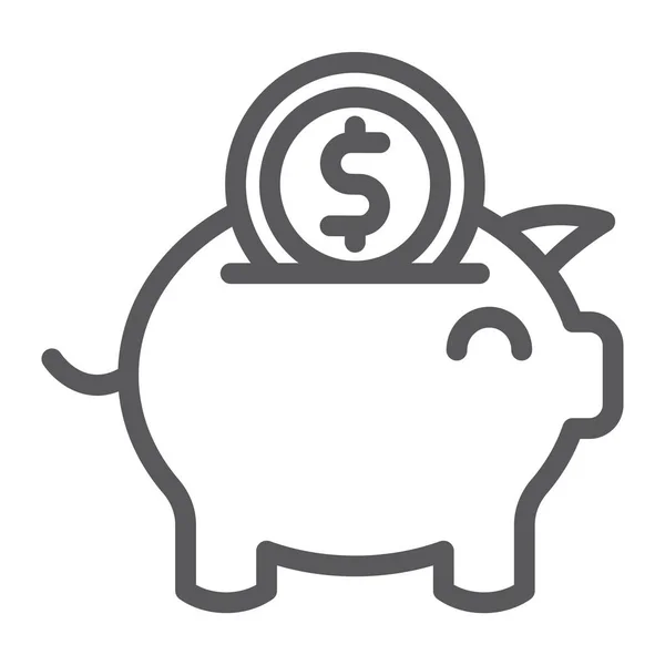 Piggy ícone da linha bancária, finanças e economia, sinal de dinheiro, gráficos vetoriais, um padrão linear em um fundo branco . —  Vetores de Stock