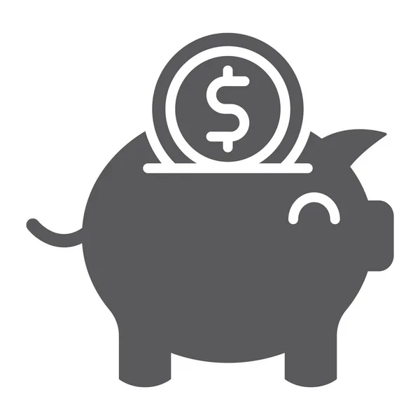 Piggy banco glifo ícone, finanças e economia, sinal de dinheiro, gráficos vetoriais, um padrão sólido em um fundo branco . —  Vetores de Stock