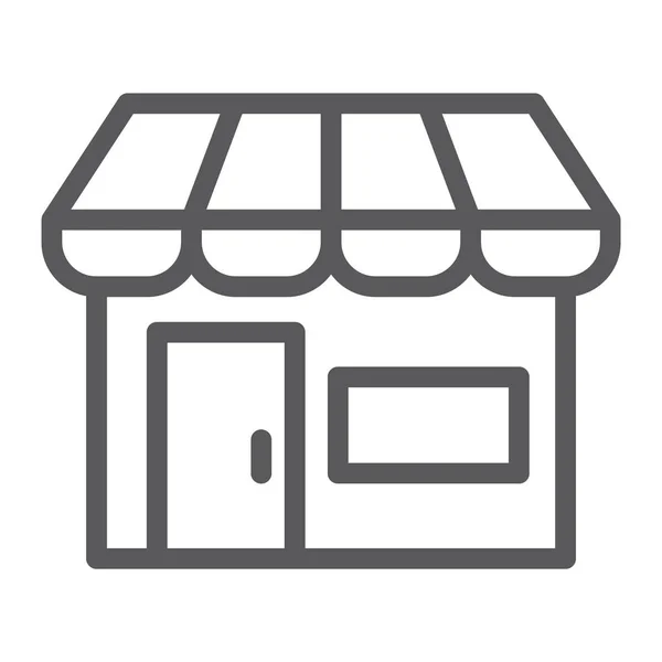 Marketplace ikon, butik och butik, marknaden tecken, vektorgrafik, en linjär mönster på en vit bakgrund. — Stock vektor