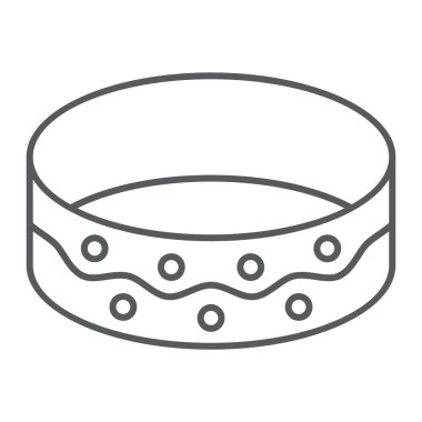 Bilezik ince çizgi simgesi, takı ve aksesuar, Bileklik işareti, vektör grafikleri, Doğrusal model beyaz bir arka plan üzerinde.