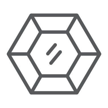 Değerli taş satırı simgesi, takı ve pırlanta, parlak işareti, vektör grafikleri, Doğrusal model beyaz bir arka plan üzerinde.