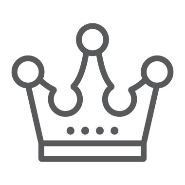 Taç satırı simgesi, takı ve aksesuar, corona işareti, vektör grafikleri, Doğrusal model beyaz bir arka plan üzerinde.