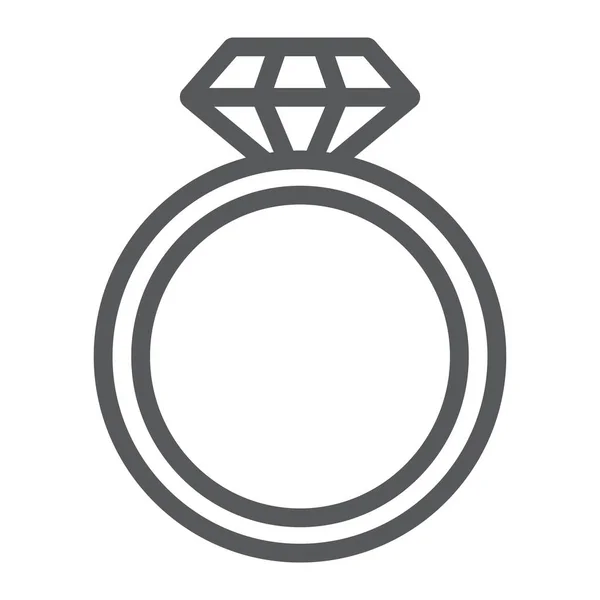 Ícone de linha anel de diamante, jóias e casamento, sinal anel brilhante, gráficos vetoriais, um padrão linear em um fundo branco . —  Vetores de Stock