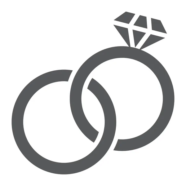 Pictogram van de glyph van trouwringen, sieraden en huwelijk, twee ringen teken, vector graphics, een effen patroon op een witte achtergrond. — Stockvector