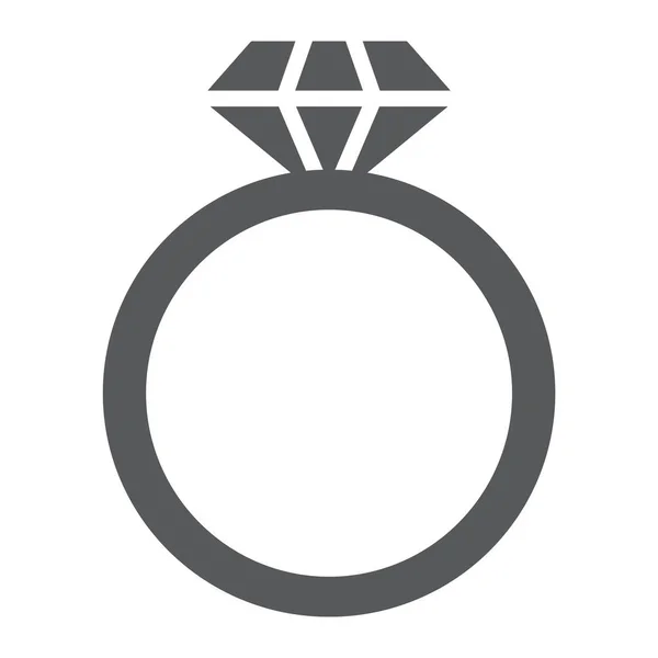 Diamantring-Ikone, Schmuck und Ehe, brillantes Ring-Zeichen, Vektorgrafik, ein durchgehendes Muster auf weißem Hintergrund. — Stockvektor