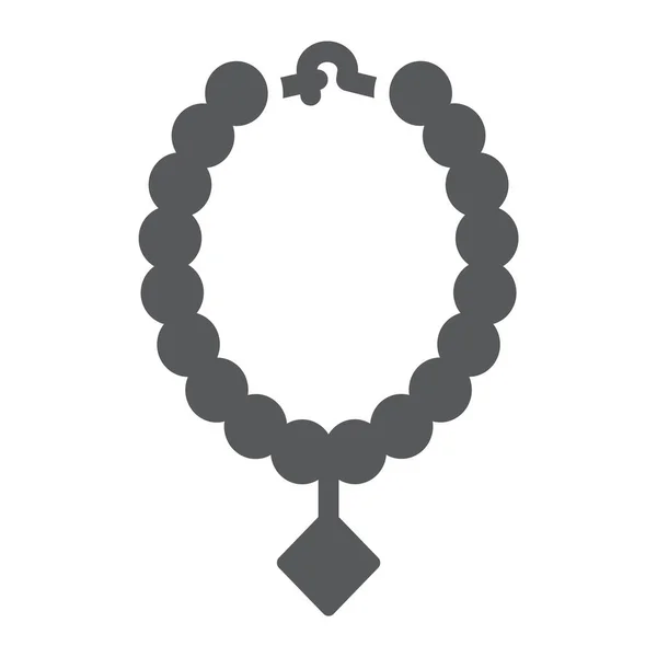 Collar de perlas icono de glifo, joyas y accesorios, collar con signo de gema, gráficos vectoriales, un patrón sólido sobre un fondo blanco . — Archivo Imágenes Vectoriales