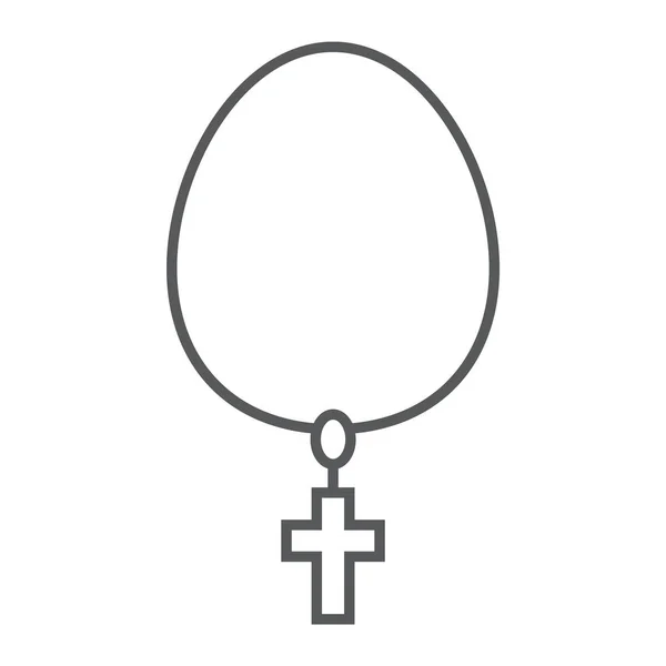 Halsband med kors tunn linje-ikonen, smycken och tillbehör, christian kedja tecken, vektorgrafik, en linjär mönster på en vit bakgrund. — Stock vektor