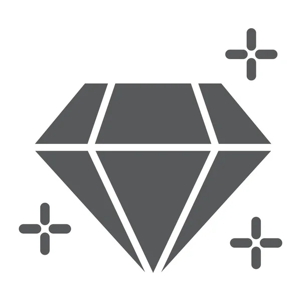 Diamond glyf ikonu, klenoty a příslušenství, brilantní podepsat, vektorové grafiky, solidní vzor na bílém pozadí. — Stockový vektor